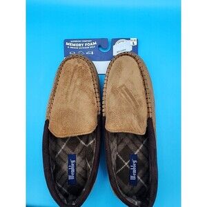 NEW Wembley Men's Size Large 9.5-10.5 Brown Super Soft Memory Foam Slippers